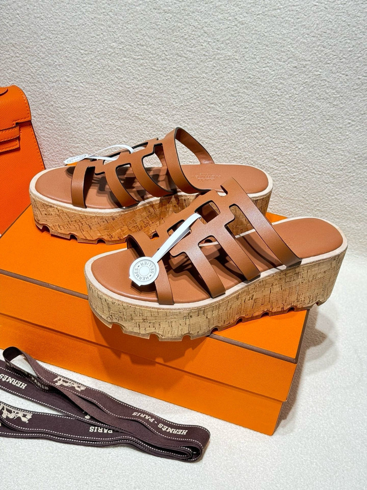 HERMES ISABELLA SANDAL CARAMEL CALFSKIN