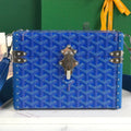 CASSETTE TRUNK BAG 21 IN BLUE GOYARDINE CANVAS & CLAMECY COWHIDE